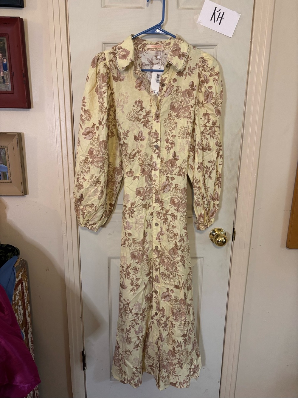 Olivaceous Cream Maxi Dress with Brown Floral Print